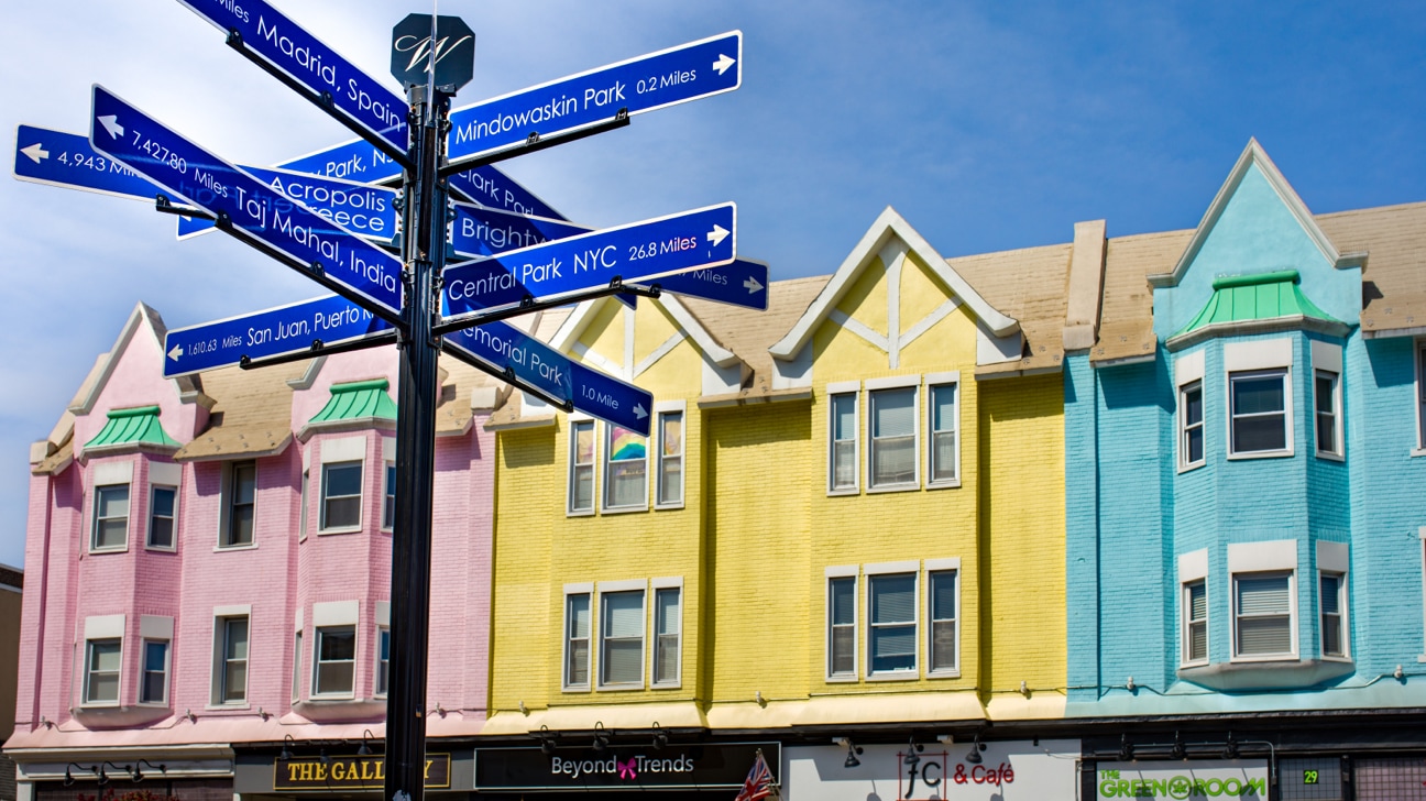 colorful facades and street signage